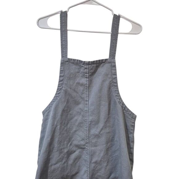 Wish List Women's Oversized Soldier Blue Washed Cotton Overall Romper Shorts w A - Picture 3 of 10